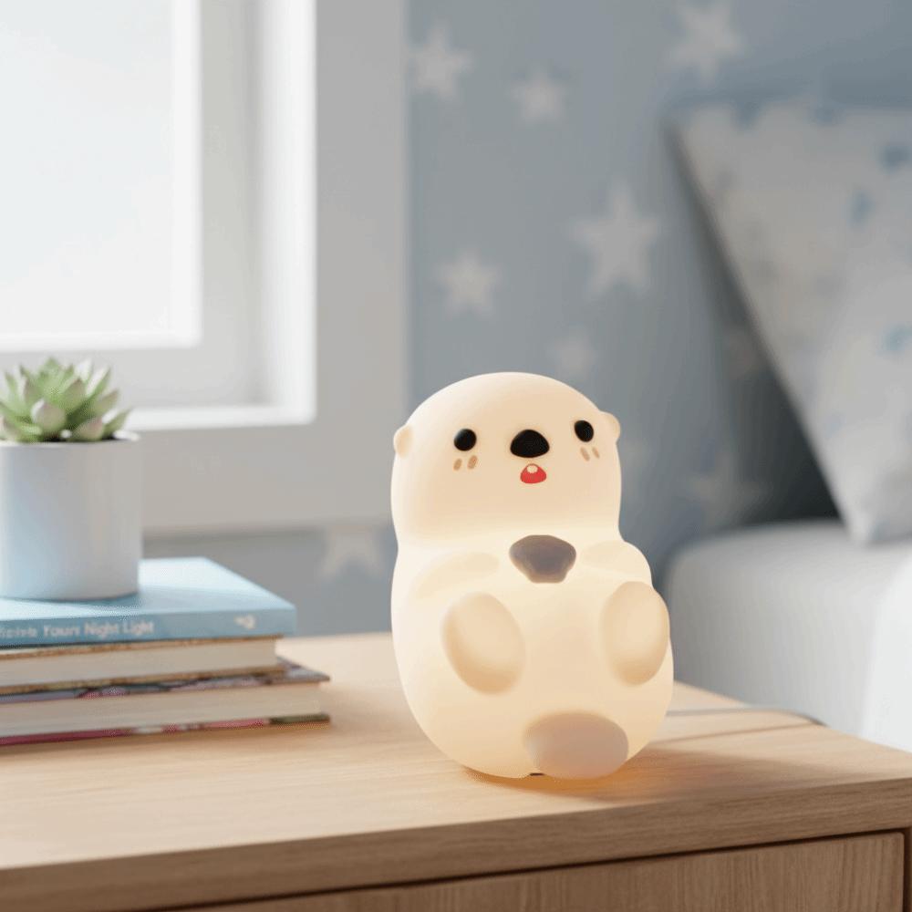 USB Rechargeable Otter Night Light Touch Control Timer Adjustable Bedside Lamp Cute Silicone Rechargeable Timing