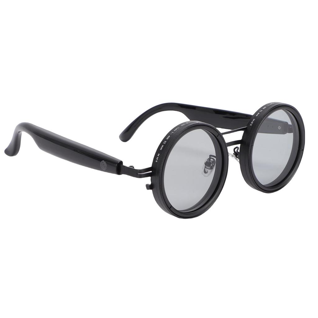 KI Intelligente Übersetzungsbrille Grau Rund Verstellbares Glas Kabellos 114 Sprachen Übersetzer Sonnenbrille