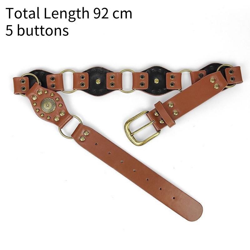 

Женский ремень Винтажный Западный Ковбойская Металлическая Пряжка Резная Кожа Модный Ремешок Brown 92cm