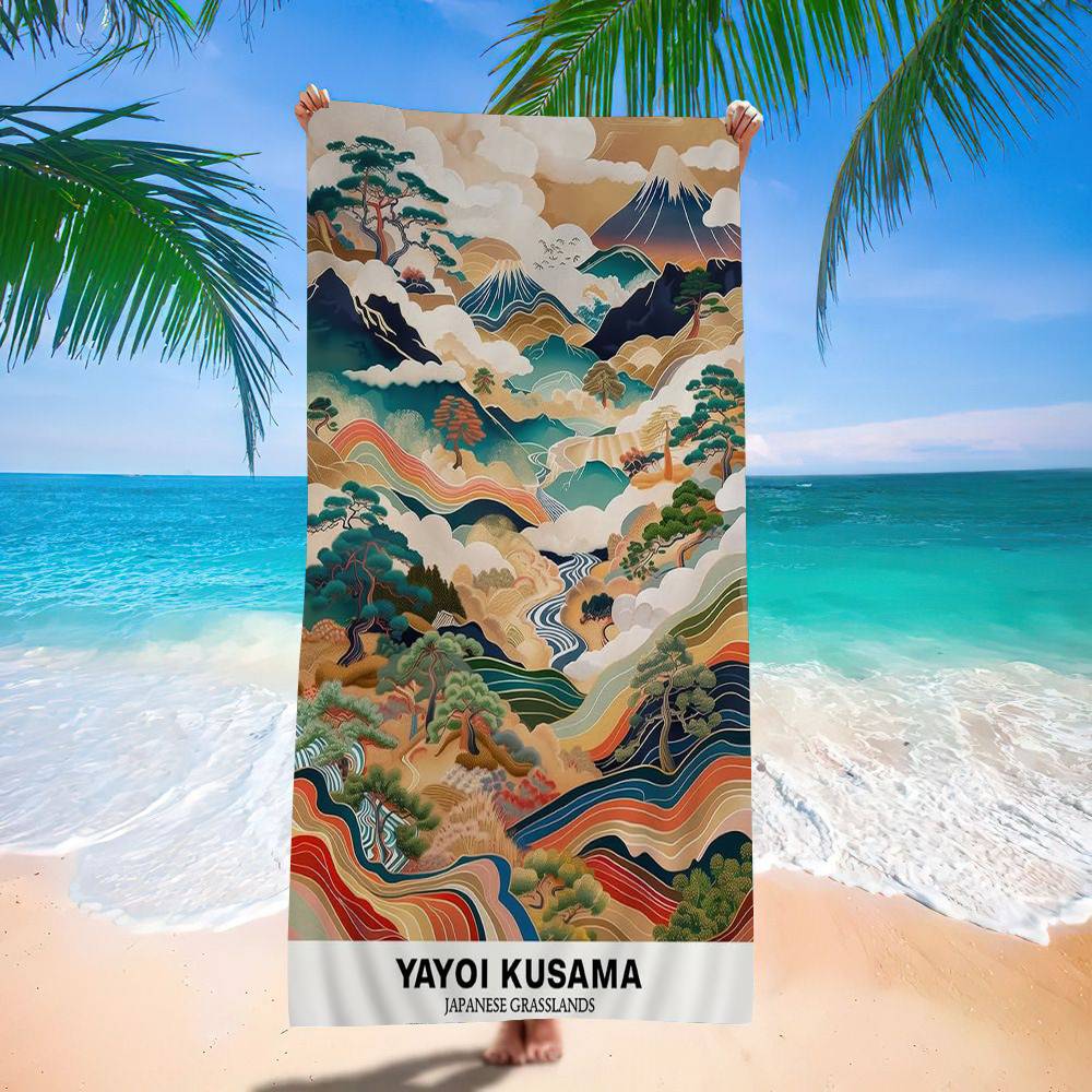 K-Kusamas Y-Yayoi Kunst Badetuch Mikrofaser Weich Wasserabsorbierend Atmungsaktiv Für Mädchen Kinder Dekoratives Cartoon Strandtuch