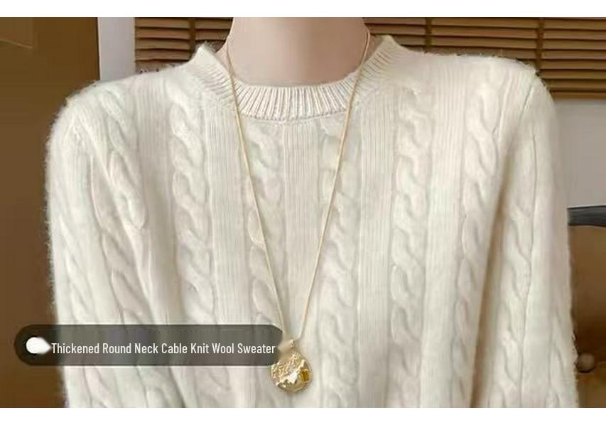 Women's 100% Cashmere Ribbed Sweater - Thick, Loose, Solid Color Pullover for Autumn and Winter