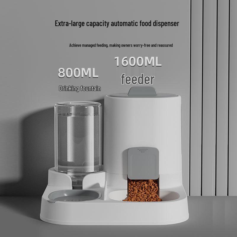 Pet Automatic Food & Water Dispenser with Large Capacity Dual Bowls for Cats & Dogs