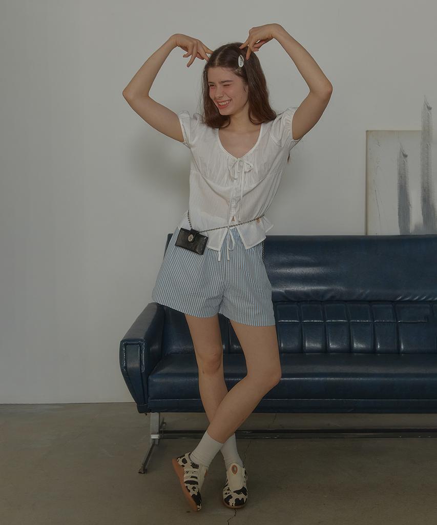 ANOETIC Anc Frill String Banding Shorts_Stripe Blue