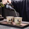 1 Pc Chinese Handmade Cock Ceramic Teacup Vintage Pottery Tea Cup Portable Tea Bowl Pu'er Master Cup Travel Tea Set Accessories