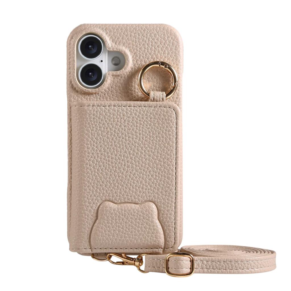 Crossbody Cards Solt Wallet Leather Cute Mirror Ring Holder Case For iPhone 16 Pro Max 15 Plus 14 13 12 11 Lanayrd Bear Cover