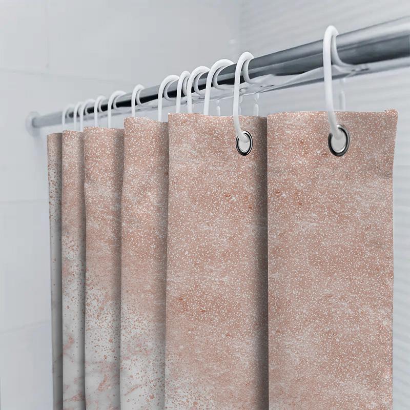 Luxury Marble Printed Shower Curtains: Rose Gold Water Drop Bath Mat for Bathroom Decor Perfect Home Gift Idea (White Pink)