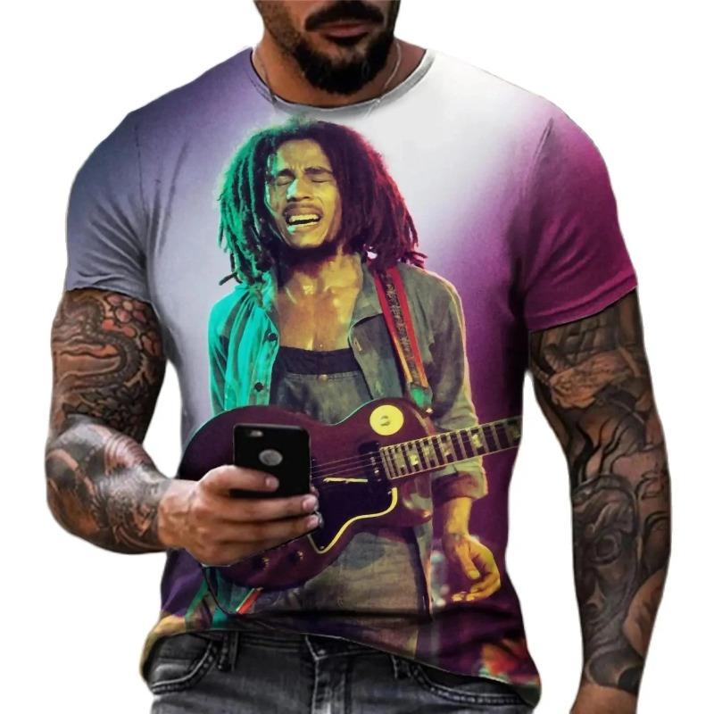 Men's 3D Rock Hip Hop Rap T-shirt Fashion Trend Street Casual Round Neck Short Sleeve Top