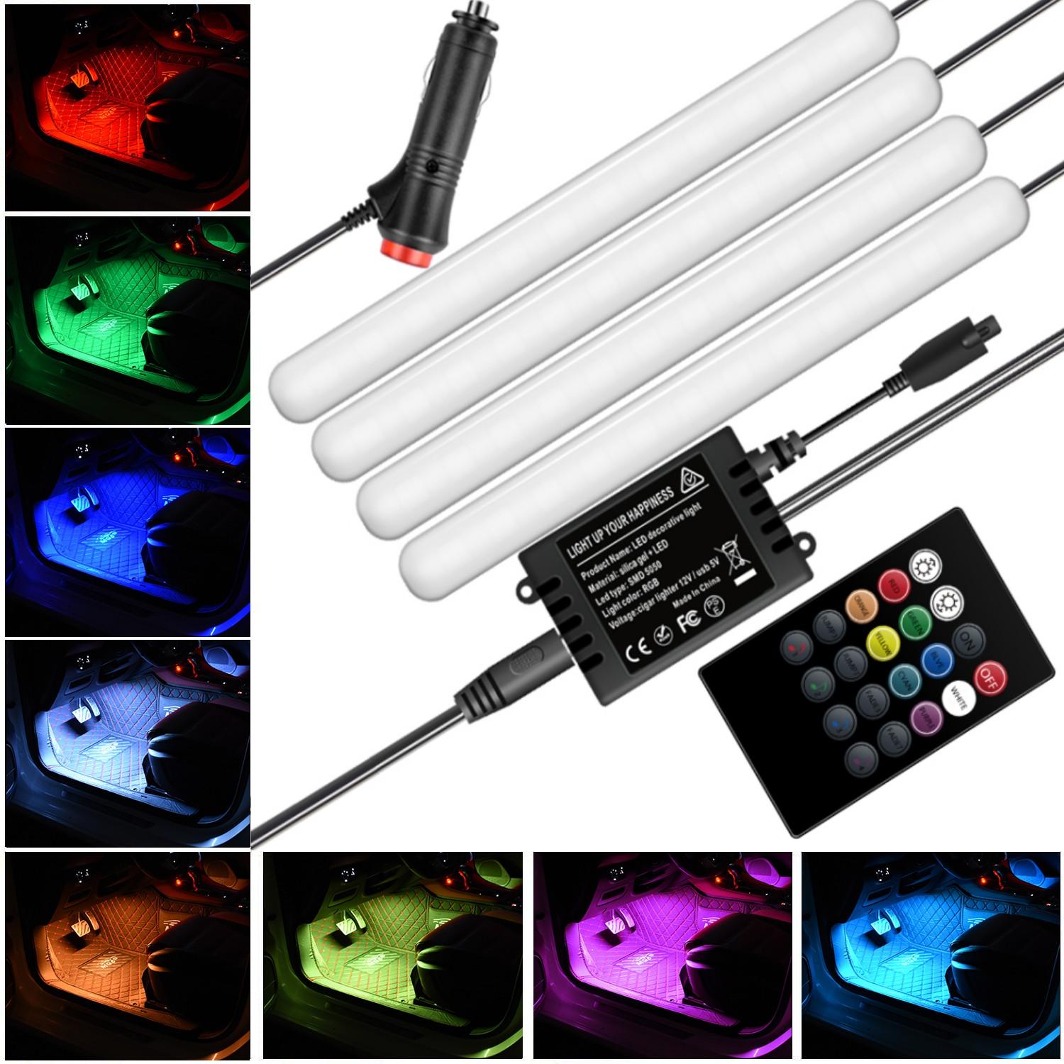 

F8 Car Interior LED Light Bar RGB Bluetooth-compatible Voice Control Light Strip Cigarette Lighter Auto Ambient Lamp Type A