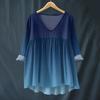 Women's Fashionable And Casual Shirt Long-sleeved V-neck Print Cotton And Linen Blouse