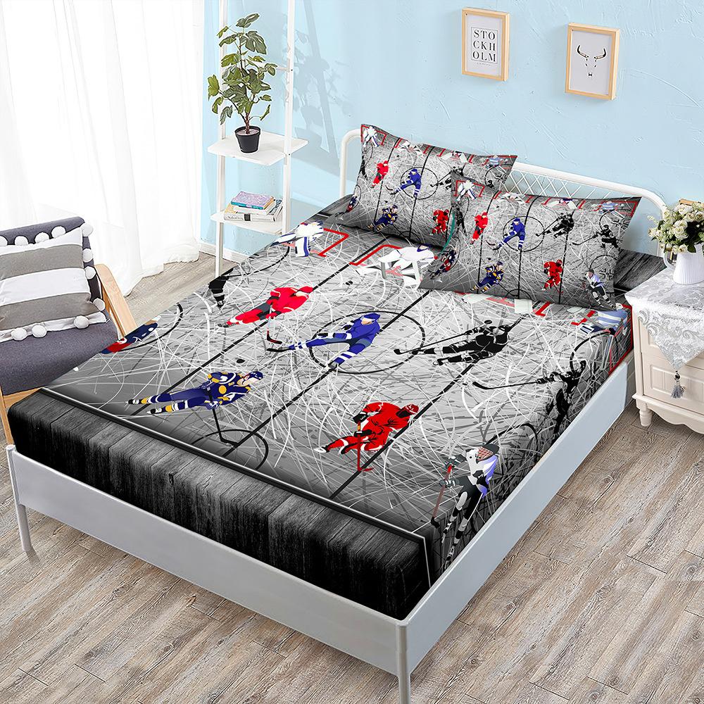 Basketball Boys Fitted Sheet Set Twin Full King Bed Fitted Sheets for Kids Teens Football Bed Set with Pillowcase Bedroom Decor