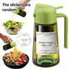 1pc 2-in-1 Olive Oil Dispenser & Sprayer, 16oz/470ml Dark Green Bottle, Durable Plastic with 6 Stickers, Kitchen Cooking Gadget