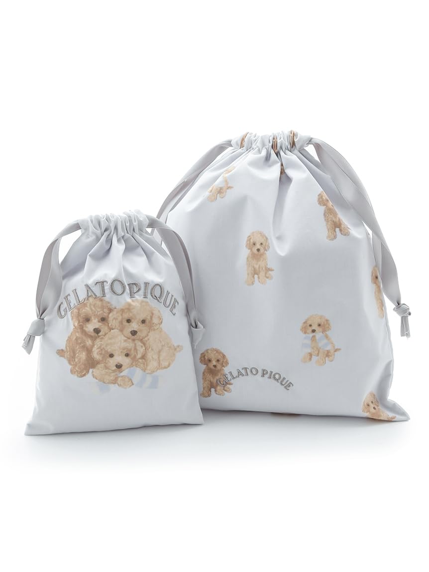

Toy Poodle Pattern Drawstring Bag Set PWGB251647 BLU [Gelato Pique]