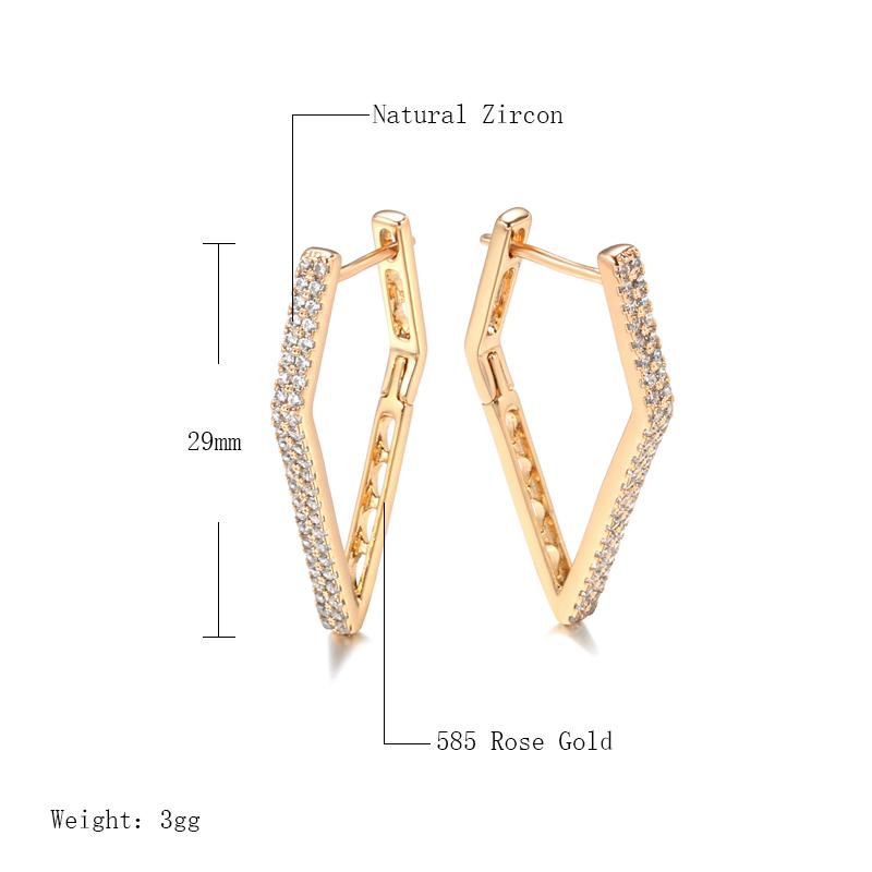 Ohrringe in Roségoldfarbe für Damen Mädchen Mode Geometrisch Natürlicher Zirkon Hängeohrring Hohe Qualität Täglicher Schmuck