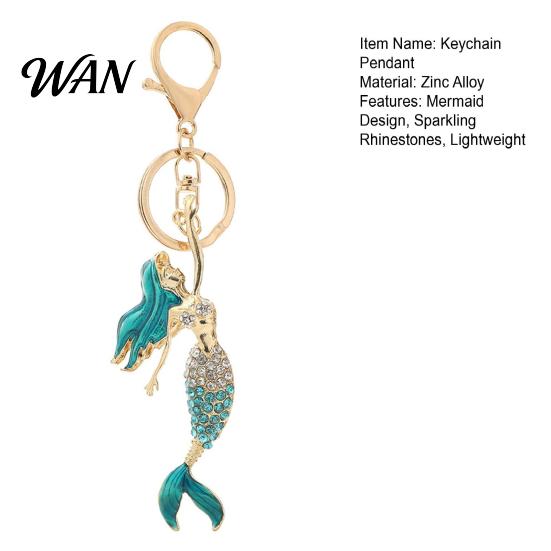 Versatile Keychain Accessory Pendant Sparkling Rhinestones Inlaid Mermaid Design Key Holder Festival Souvenir Gift with Lobster Clasp Lightweight