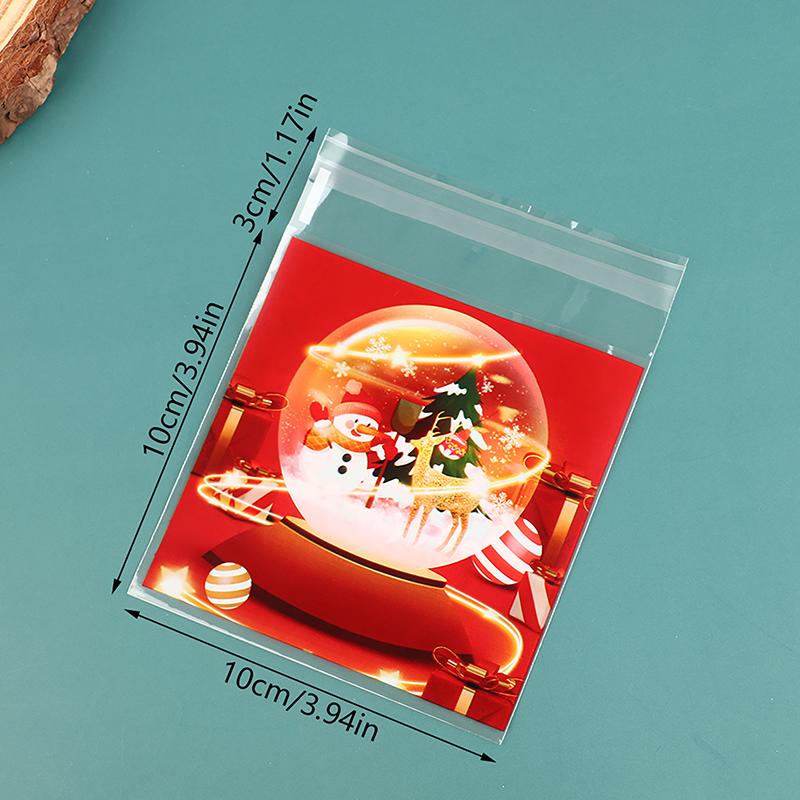 100Pcs Saco de presente de Natal autoadesivo biscoitos doces saco de embrulho festa de ano presente lanche cozimento saco plástico