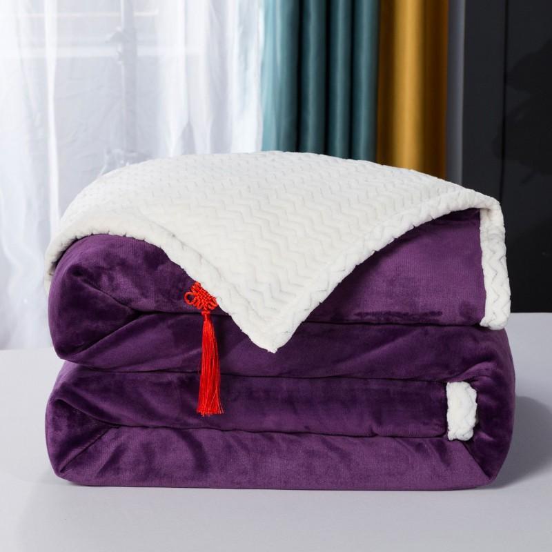 Double-Layer Thick Fleece Blanket Coral Velvet Throw Bed Office Sofa All Season Soft Warm