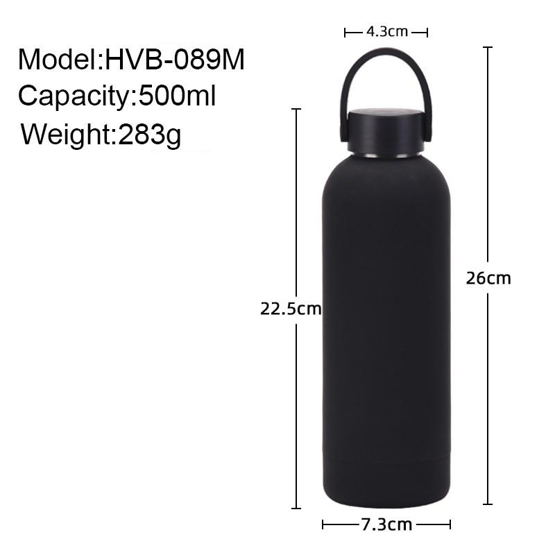 Double-Layer Stainless Steel Vacuum Insulated Travel Mug With Carrying Handle - 500ml Portable Outdoor Water Bottle
