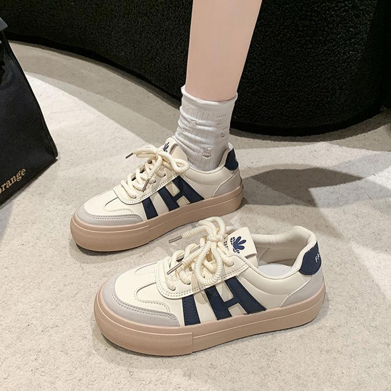 Platform-soled German training shoes, little white shoes, women's 2025 new spring and autumn versatile student lace-up canvas shoes, casual sports