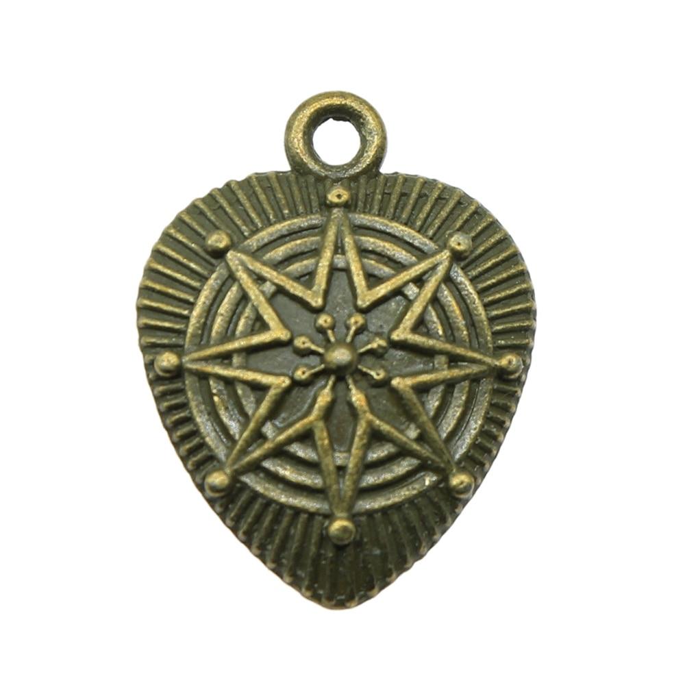 

10шт Сердце Шармы Шармы Античная бронза Цвет Цинковый сплав 15X20mm