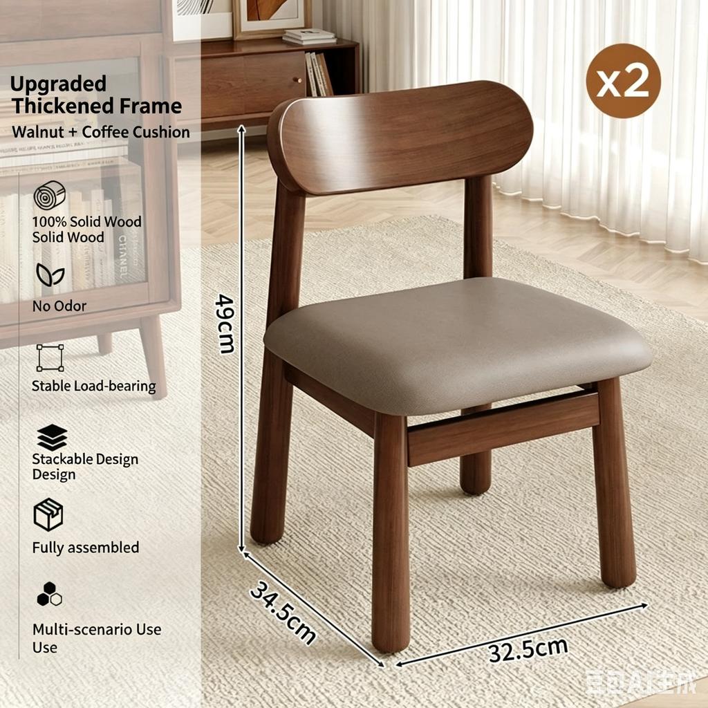 Solid Wood Backrest Stool Soft Cushioned Small Dining Chair Stackable Low Bench Home Living Room Tea Table Kids Seat New Chinese Style Furniture