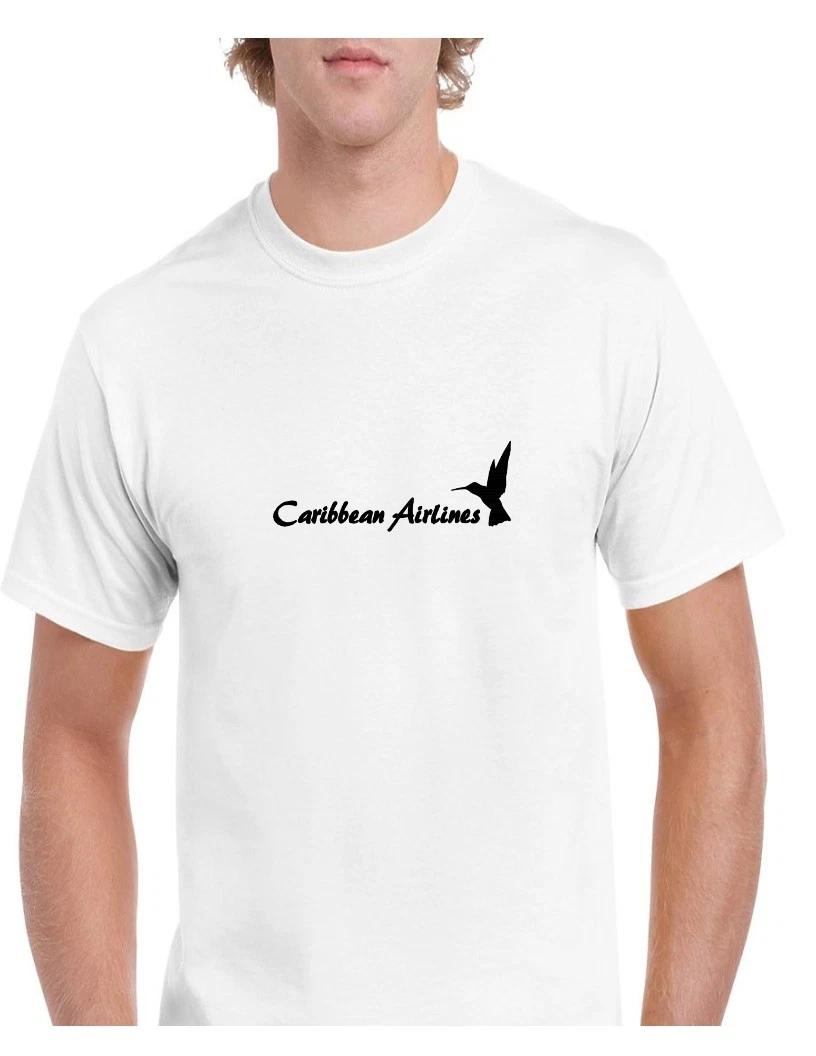 Caribbean Airlines Black Logo Aviation Airline White Cotton T-Shirt S