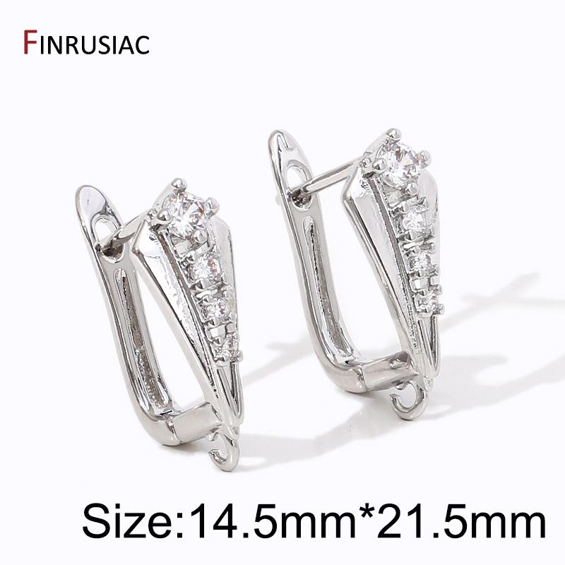 18K Gold Plated Brass Earring Fixtures,Zircon Shvenzy Ear Wire Earring Hooks For DIY Earring Jewelry Making Supplies Accessories