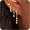 4Pcs/Set Chain Huggie Hoop Earrings Geometric Dangle Earring Set  Women Accessories