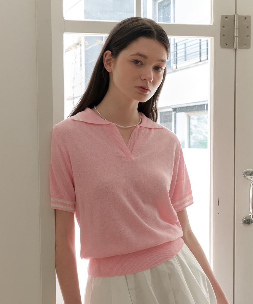 YUPPE Line Collar Knit_Pink