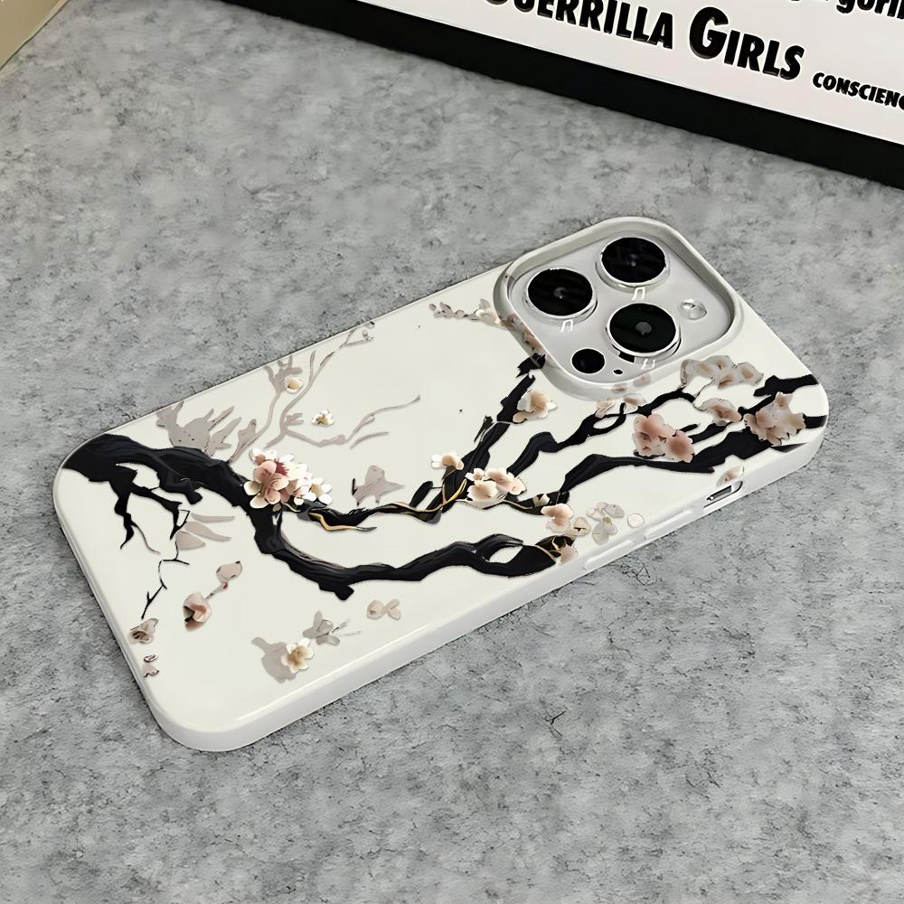 Luxury Plum Blossom Phone Case For Iphone 15 14 Plus 17 16 13 12 11 Pro Max 17Air Phone Cover Coque Non-Yellowing Funda