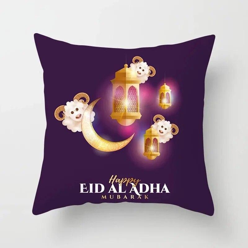 Ramadan Decorative Sheep Pillowcase Eid Mubarak Moon Mosque Cushion Cover Decorative Pillowcase Sofa Living Room Cushion