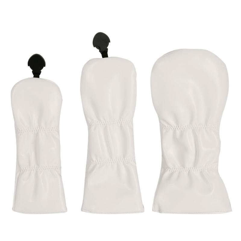 3Pcs Waterproofs Golfs Headcover PU Leather Golfs Club Head Cover Leaf Pattern Fairway Wood Head Cover Golfs Accessories