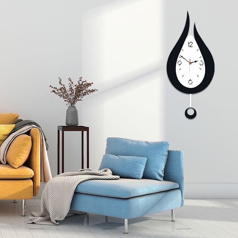 Cartoon Water Drop Swinging Wall Clock Living Room Creative Clock Fashion European Silent Quartz Clock