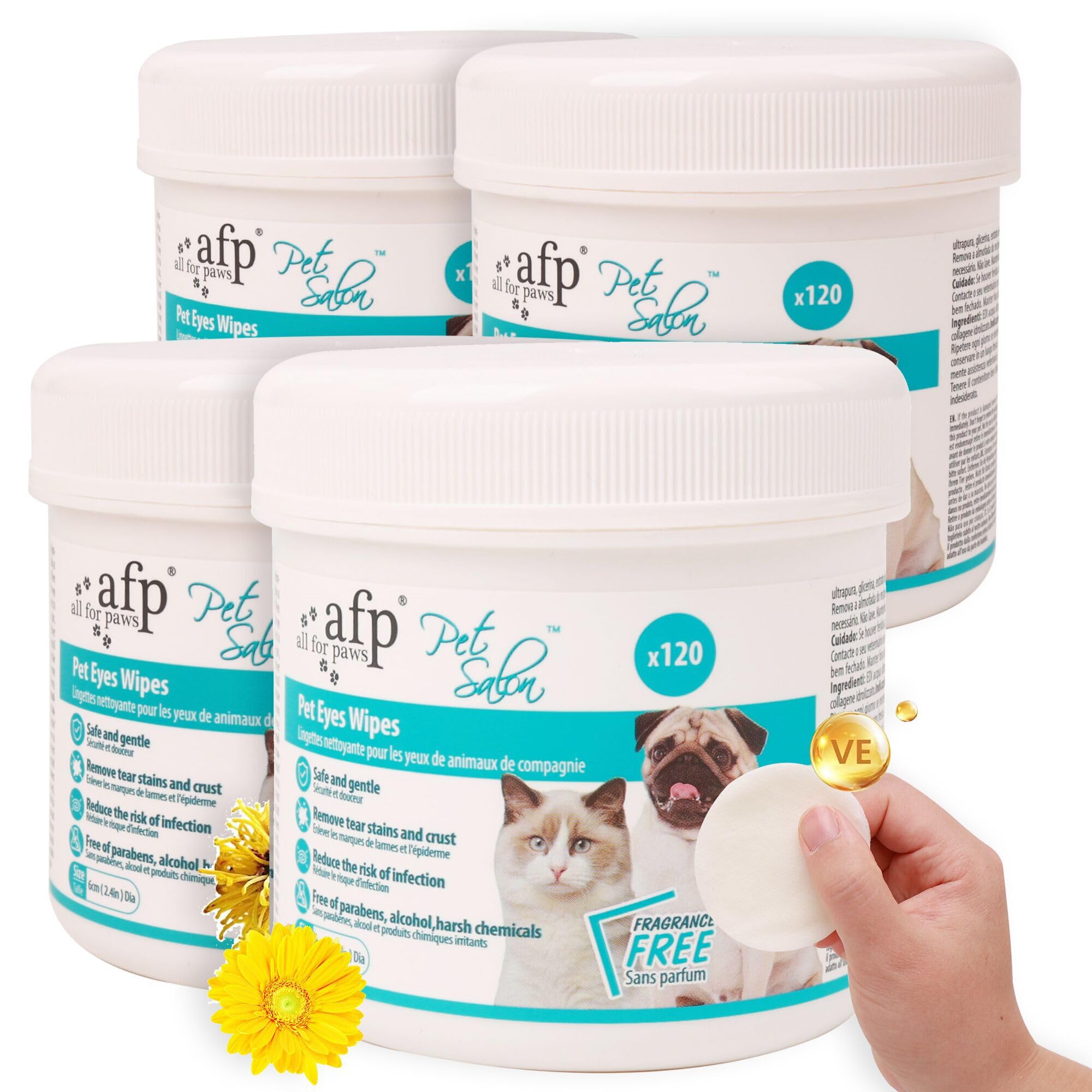 

All For Paws Средство для удаления слезных пятен у питомцев 480 Толстые влажные салфетки безопасные при проглатывании Упаковка салфеток, листов, уход, салфетки, увлажняющие, (Значение 4) белый