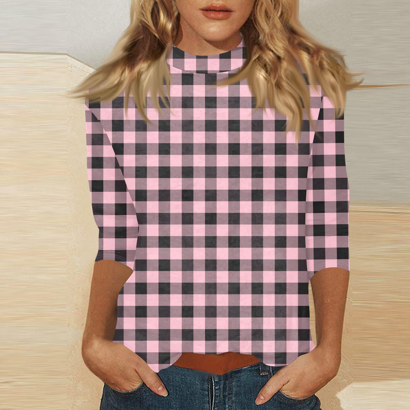 

Women s Mock Neck 3/4 Sleeve Printed Top S