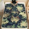 Frog and Leaves,pattern Flannel Blanket, High Quality Comfortable for All Seasons, Home Decor, Warmth and Comfort, Perfect for Gifts.