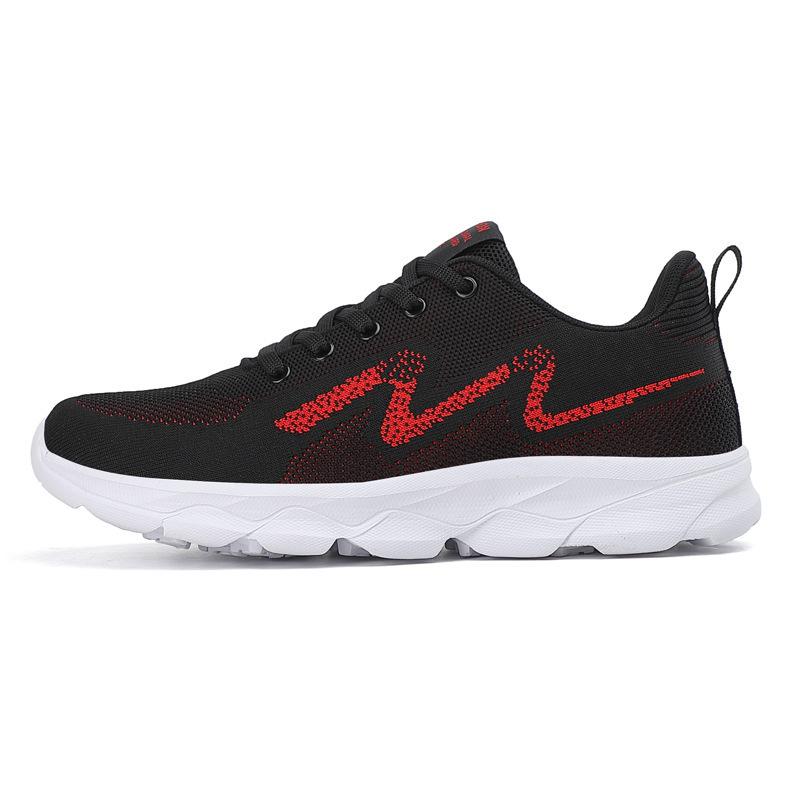 

2021 new men s shoes low-top sports fly-woven four-season large-size solid-color sports shoes running breathable and casual 44