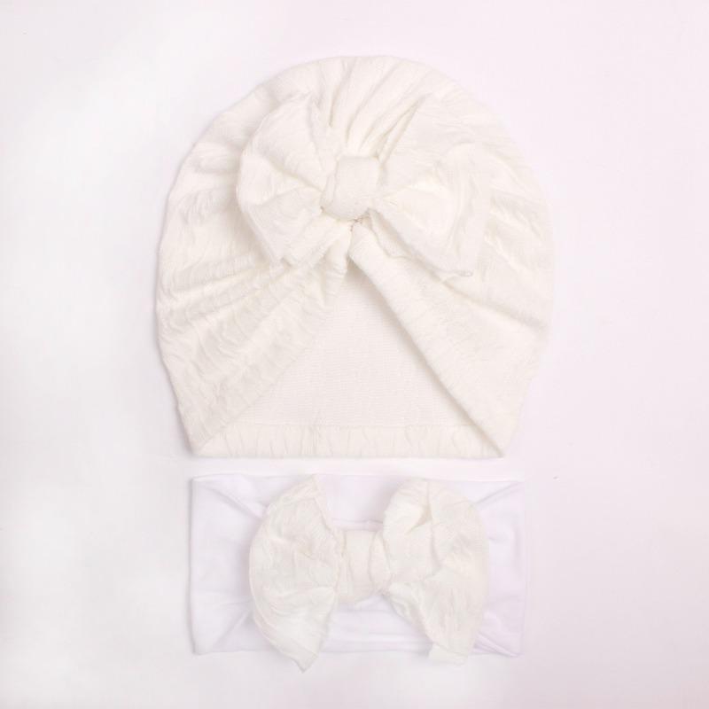 Summer New Baby Jacquard Hat Headband Set, Bow Headband Combination, Girl Cute Hat