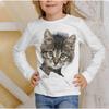3D Pattern Cat T-shirt Long Sleeve Printed Fun Children's Girls' Top