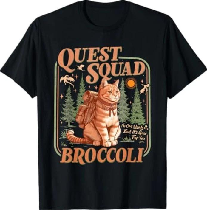 Quest Fantasy Squad Broccoli Kitten Funny Cat T-Shirt 4XL