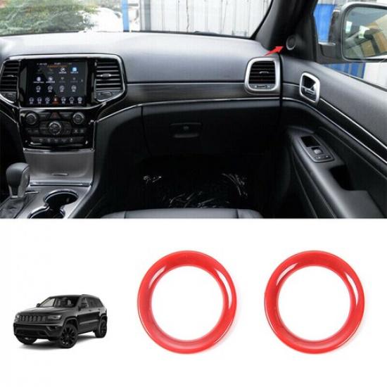 

2pcs Inner Front Door Speaker Ring Trim Decor for Jeep Grand Cherokee 2011+ Red