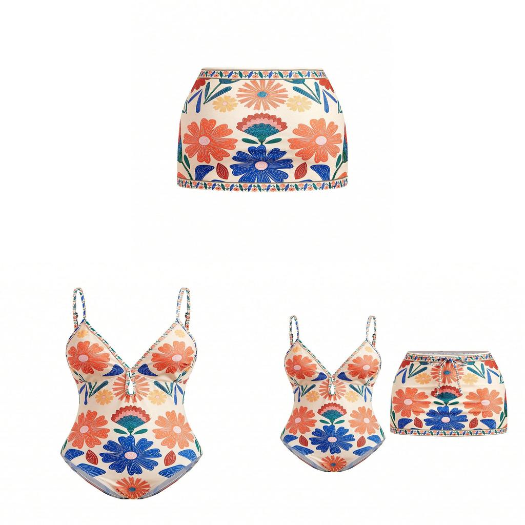 Bohemian Print Swimsuit For Women With Nylon Fabric For Water Sports And Vacation
