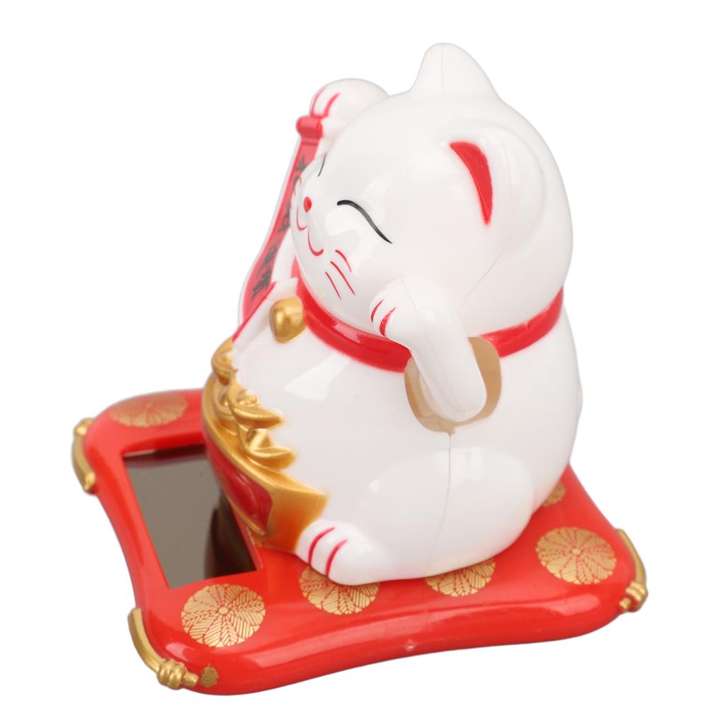 Lucky Waving Cat Solar Power Arm Waving Fortune Cat Plastic Wealth Welcoming Cat Decorative Lucky