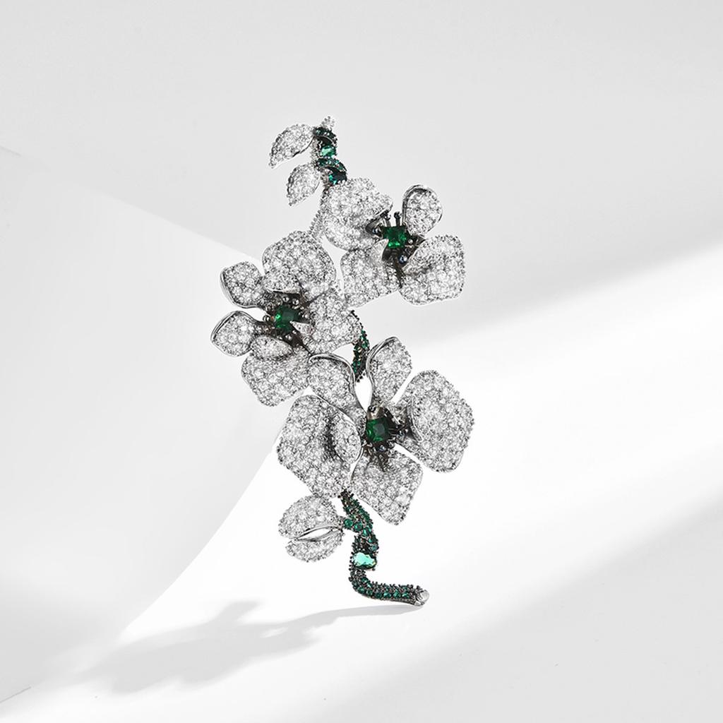 Women's Light Luxury Design Elegant Inlaid Zircon Butterfly Orchid Flower Brooch Fashionable And Versatile Niche Design Brooch