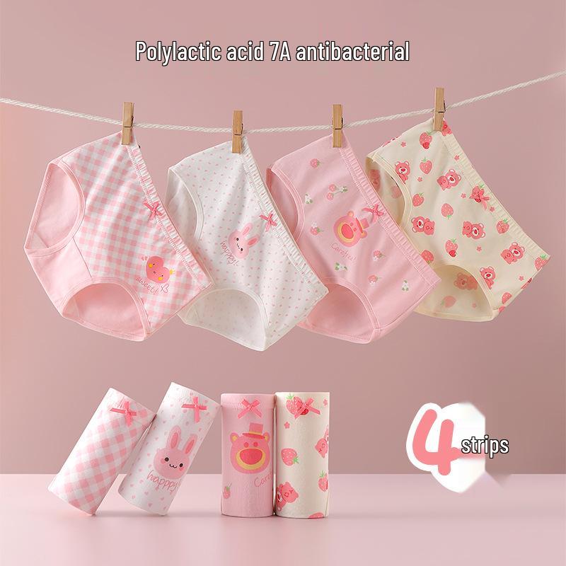 Lot de 4 culottes en coton pour filles - Confortables, respirantes, antibactériennes, pour enfants de taille moyenne à grande