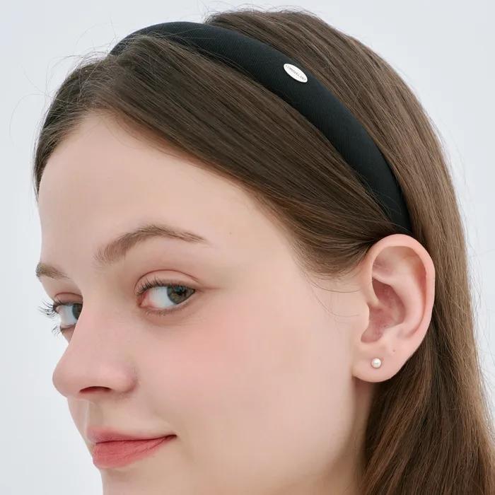 Signature Logo Black Ribbed Hairband