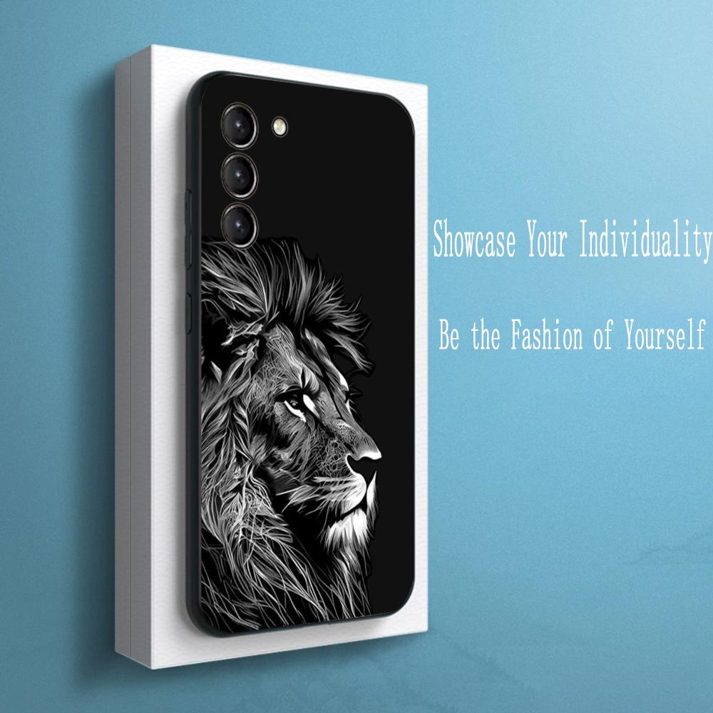 Coole Königslöwen-Mode-Muster-Design Handyhülle Für Samsung Galaxy S25 S24 S23 S22 S21 S20 Plus Ultra Note20 Weich Schwarz
