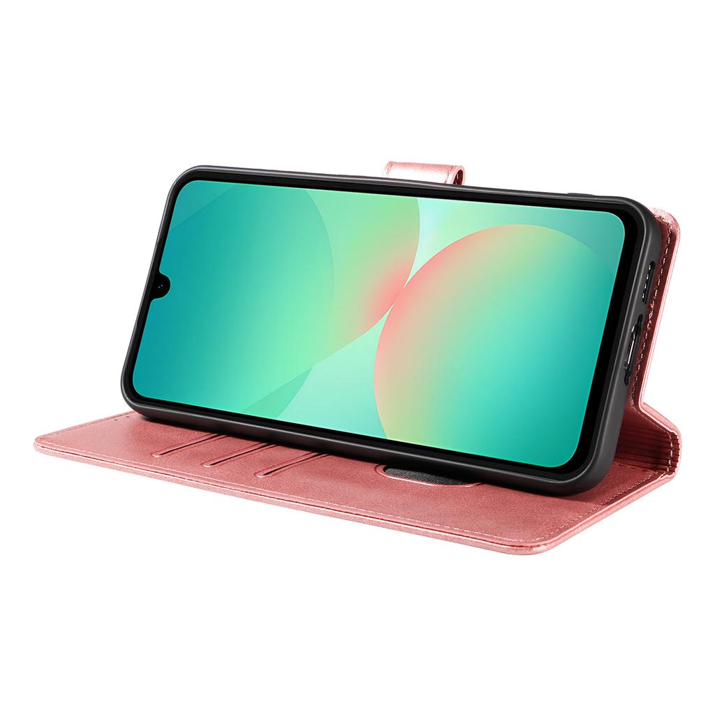 Für Samsung Galaxy A26 5G Hülle mit 2 Stück Panzerglas WANLONFENG WN Serie Kalbsleder Textur Handyhülle Große Aussparungen