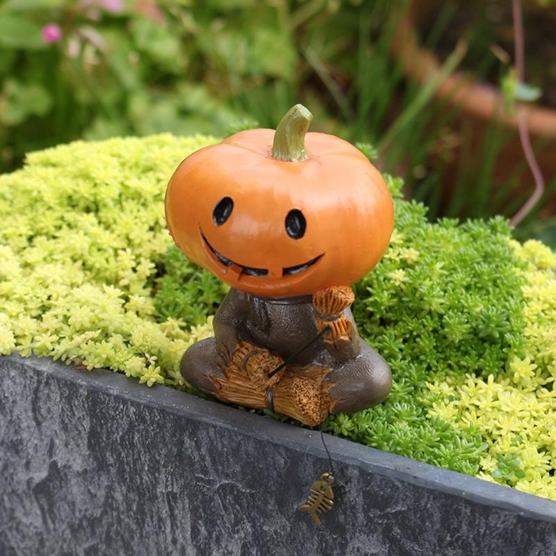 Festive Fall Decoration Pumpkin Scarecrow Figurine Handcrafted Resin Craft Gift For Halloween Fishing Statue J0MC China Mainland