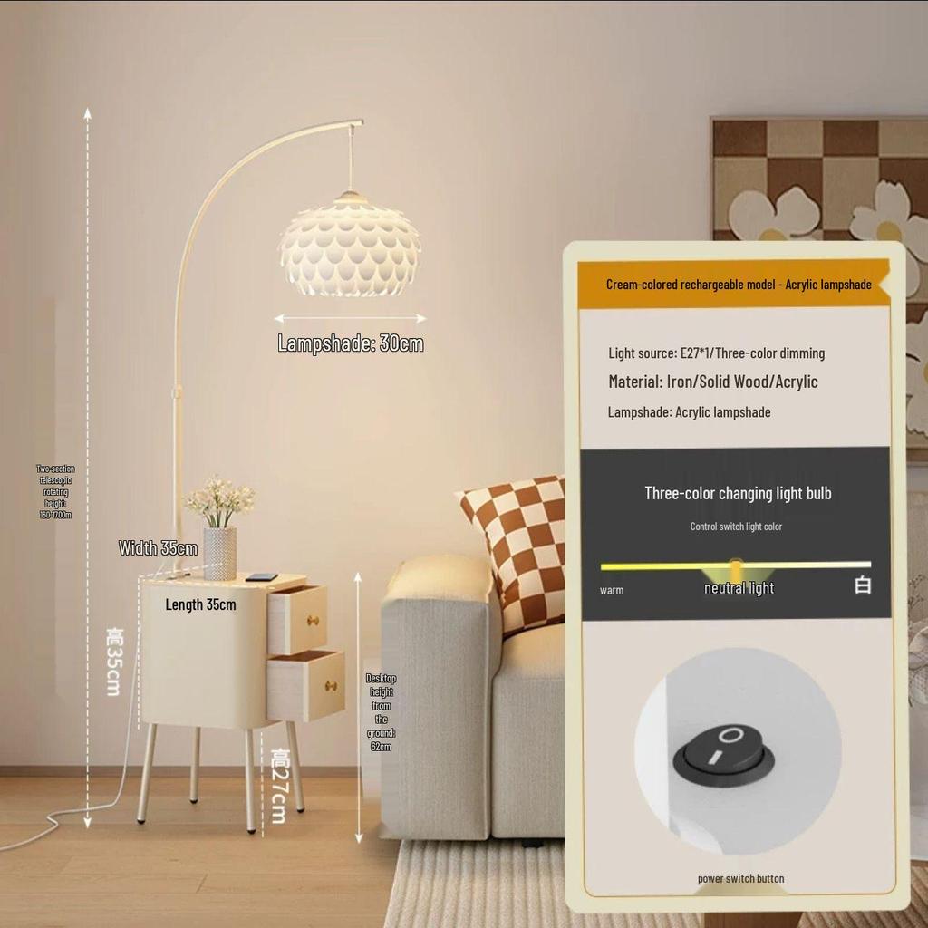 Modern Cream Floor Lamp: Versatile Style for Bedroom, Living Room, and Bedside