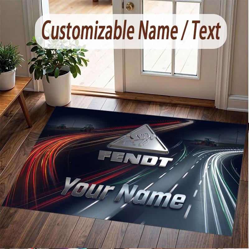 Custom Rug Fendt Pattern Print Name Text Soft Non‑Slip Floor Carpet for Home Indoor Decoration